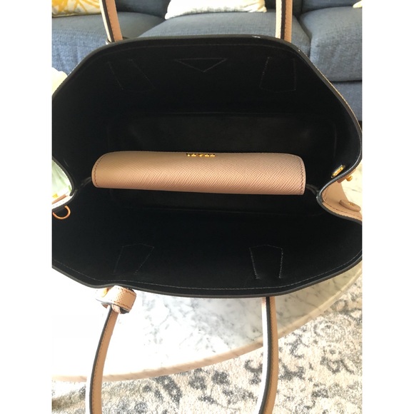 PRADA Saffiano Cuir Double  Bag in Cammeo - Picture 3 of 8